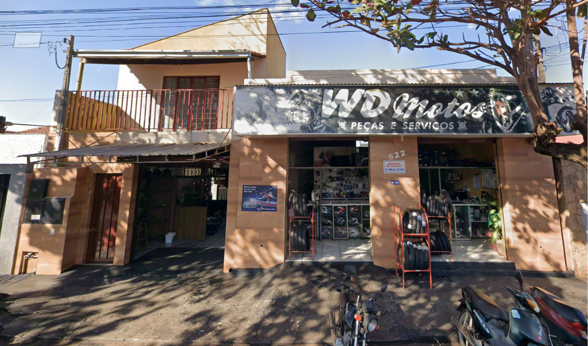 Fachada da oficina WD Motos em Sertanópolis